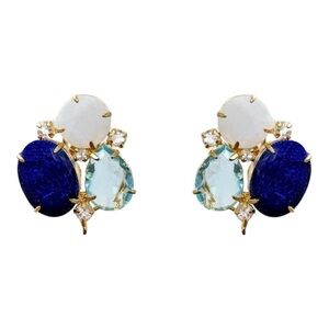 Elegant Gold and Blue Gemstone Earrings